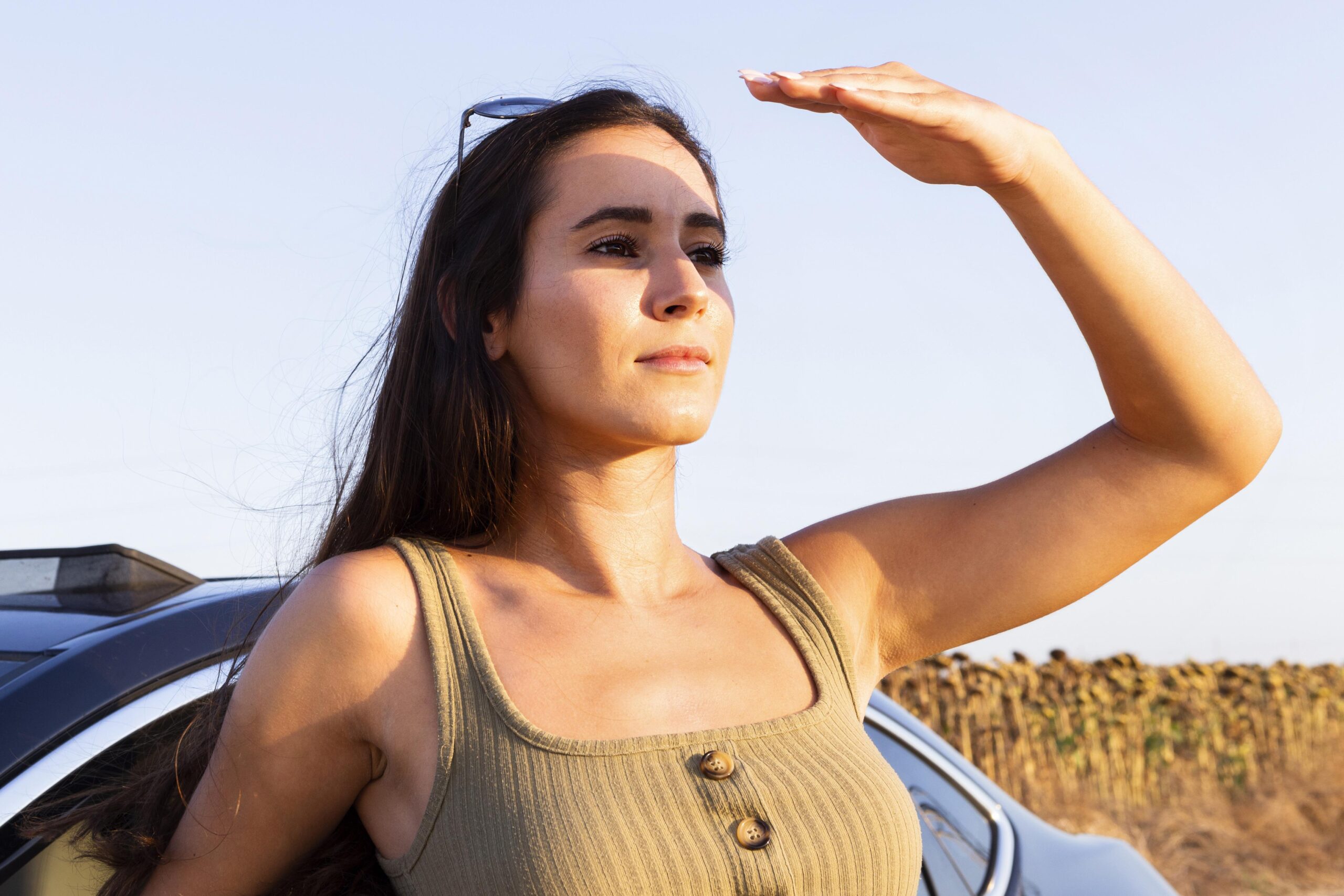 Woman Protecting Skin from Sun